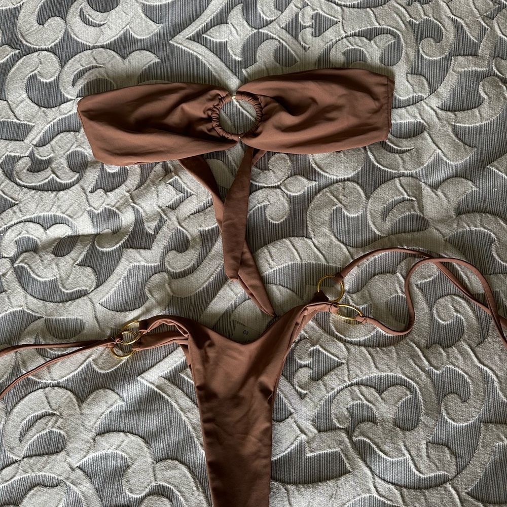 Brown Bandeau Bikini Set